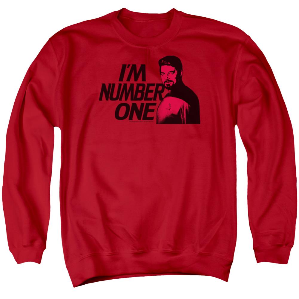 Star Trek Im Number One Men's Crewneck 50 50 Poly Long-Sleeve T-Shirt
