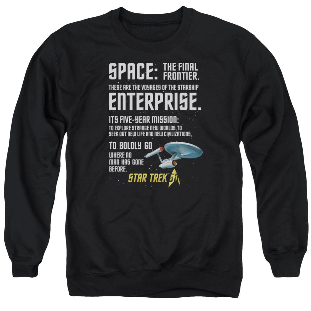 Star Trek Intro Men's Crewneck 50 50 Poly Long-Sleeve T-Shirt