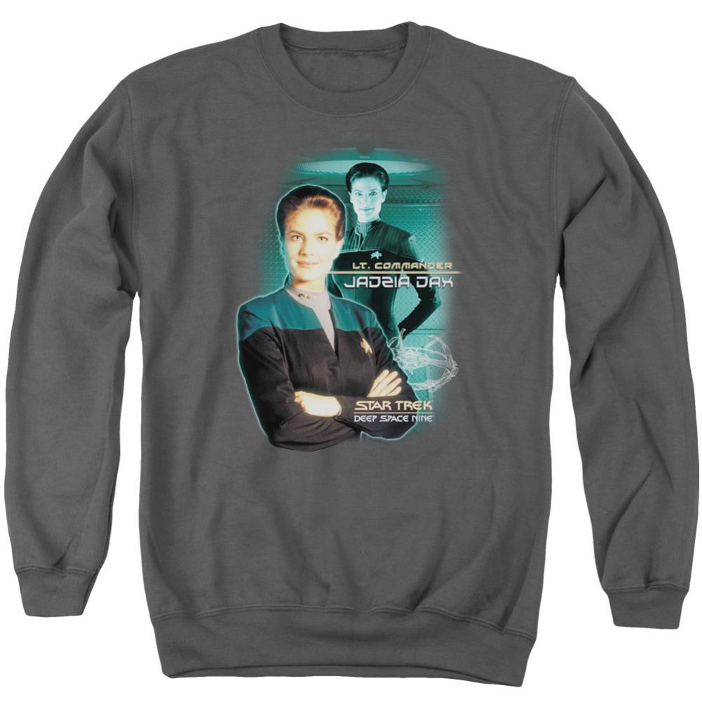 Star Trek Jadzia Dax Men's Crewneck 50 50 Poly Long-Sleeve T-Shirt