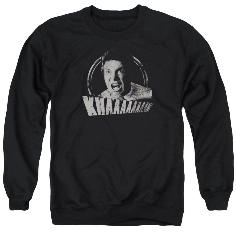 Star Trek Khan Distressed Men's Crewneck 50 50 Poly Long-Sleeve T-Shirt