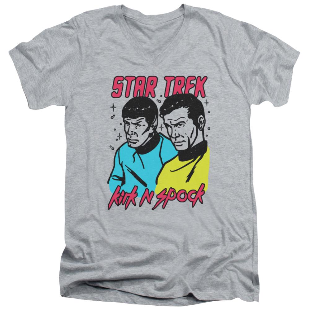 Star Trek Kirk N Spock Men's 30/1 Cotton Slim V-Neck T-Shirt