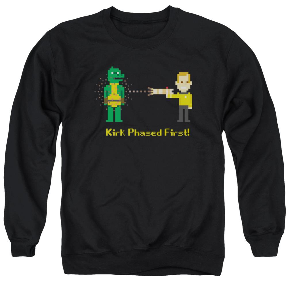 Star Trek Kirk Phased First Men's Crewneck 50 50 Poly Long-Sleeve T-Shirt