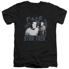 Star Trek Kirk Spock And Company Men's 30/1 Cotton Slim V-Neck T-Shirt