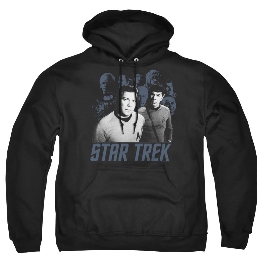 Star Trek Kirk Spock And Company Men's Pull-Over 75 25 Poly Hoodie
