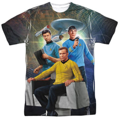 Star Trek Kirk Spock McCoy Men's Regular Fit Polyester Short-Sleeve T-Shirt
