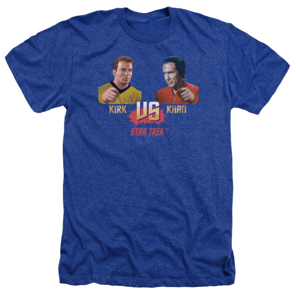 Star Trek Kirk Vs Khan Men's 30/1 Heather 60 40 Poly Short-Sleeve T-Shirt