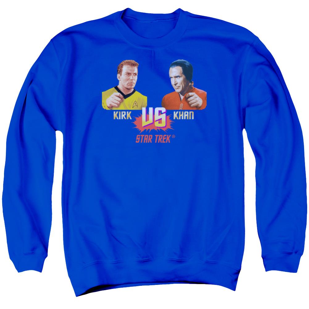Star Trek Kirk Vs Khan Men's Crewneck 50 50 Poly Long-Sleeve T-Shirt