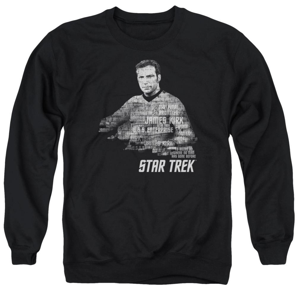Star Trek Kirk Words Men's Crewneck 50 50 Poly Long-Sleeve T-Shirt