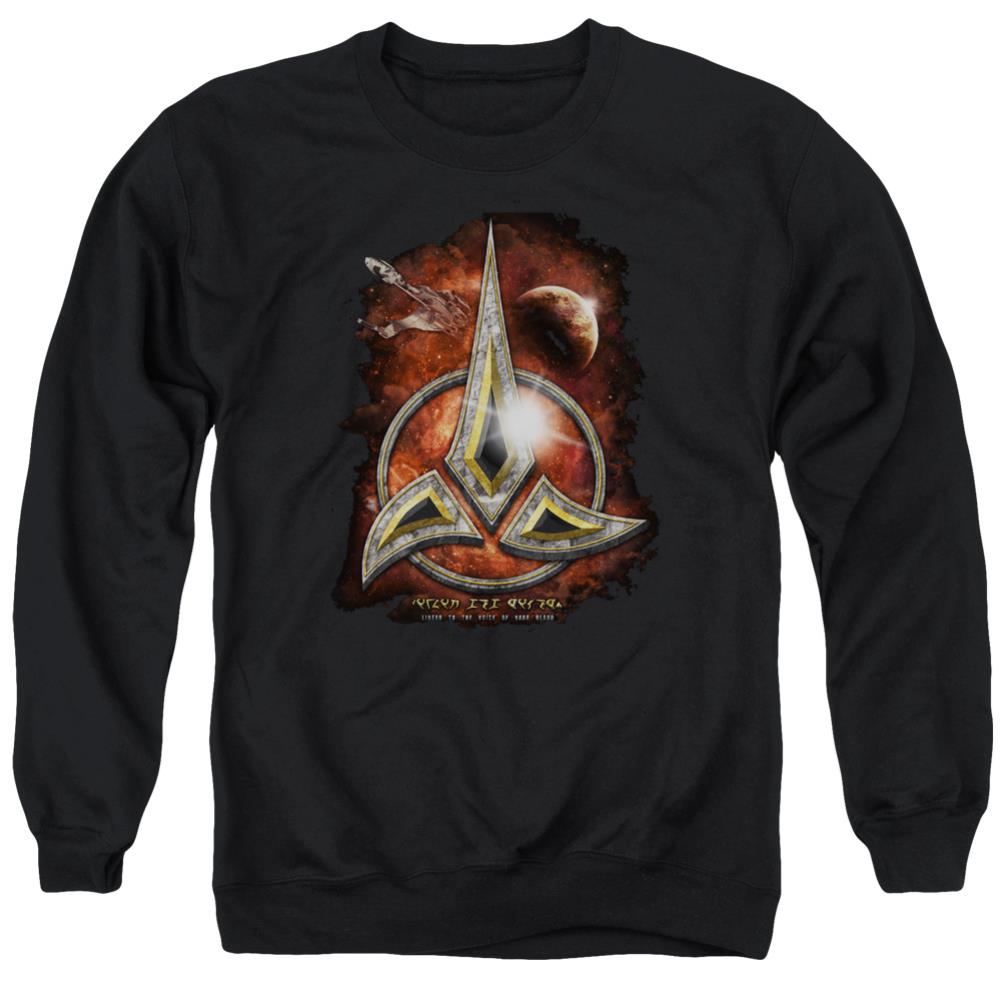 Star Trek Klingon Crest Men's Crewneck 50 50 Poly Long-Sleeve T-Shirt