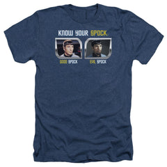 Star Trek Know Your Spock Men's 30/1 Heather 60 40 Poly Short-Sleeve T-Shirt