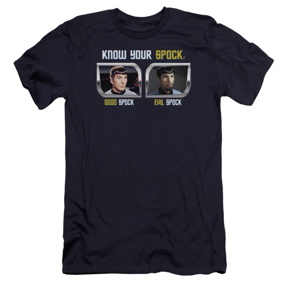 Star Trek Know Your Spock Men's Ultra-Soft 30/1 Cotton Slim Short-Sleeve T-Shirt