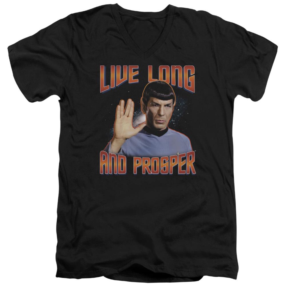 Star Trek Live Long And Prosper Men's 30/1 Cotton Slim V-Neck T-Shirt