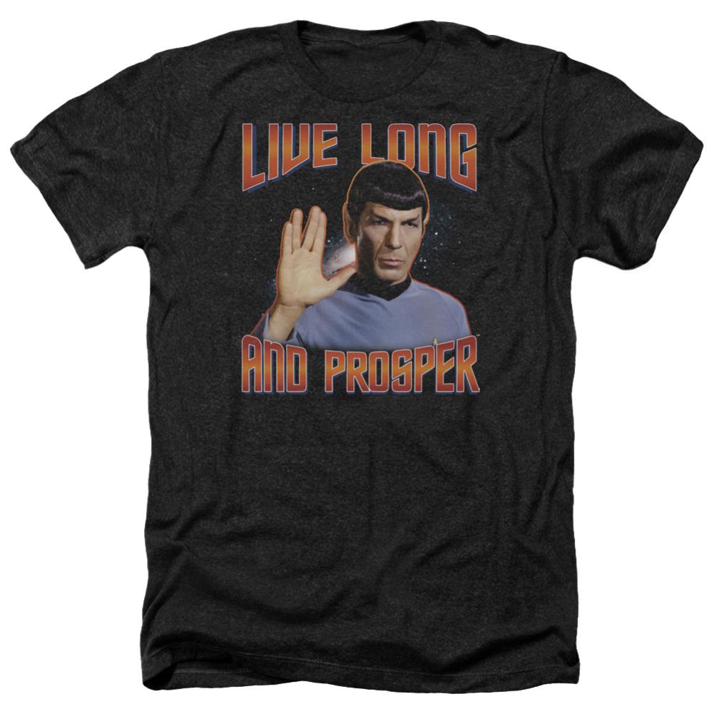 Star Trek Live Long And Prosper Men's 30/1 Heather 60 40 Poly Short-Sleeve T-Shirt