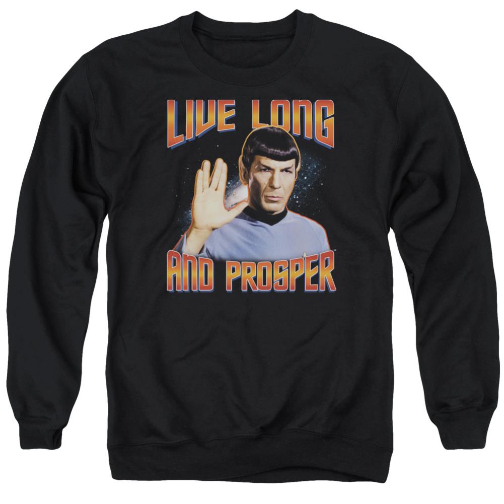 Star Trek Live Long And Prosper Men's Crewneck 50 50 Poly Long-Sleeve T-Shirt