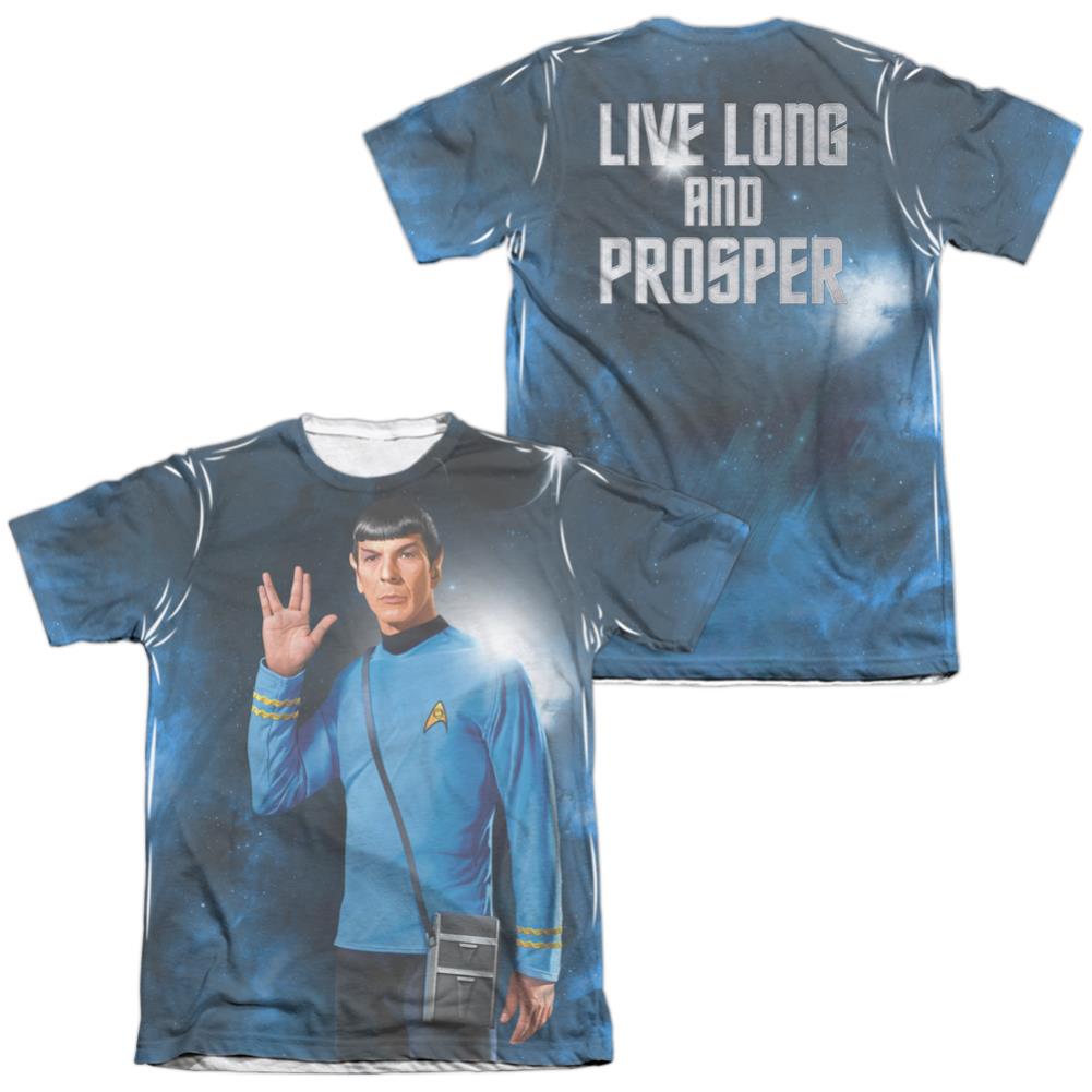 Star Trek Live Long (Front/Back Print) Men's Regular Fit Poly Cotton Short-Sleeve T-Shirt