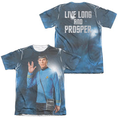 Star Trek Live Long (Front/Back Print) Men's Regular Fit Poly Cotton Short-Sleeve T-Shirt