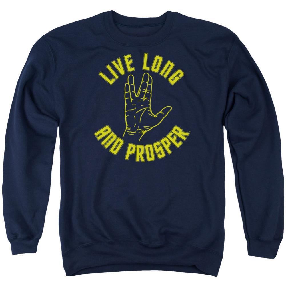 Star Trek Live Long Hand Men's Crewneck 50 50 Poly Long-Sleeve T-Shirt