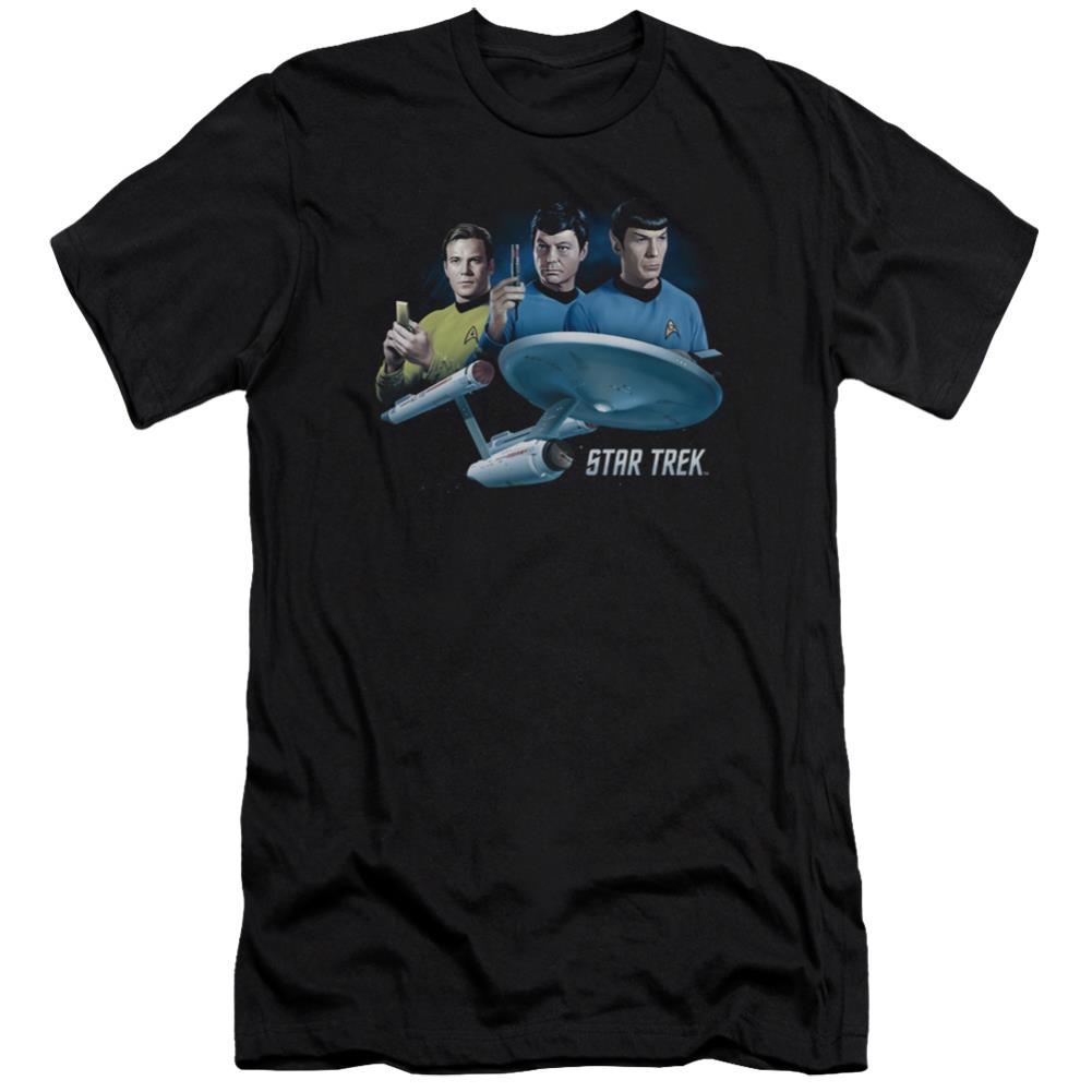 Star Trek Main Three Men's Ultra-Soft 30/1 Cotton Slim Short-Sleeve T-Shirt