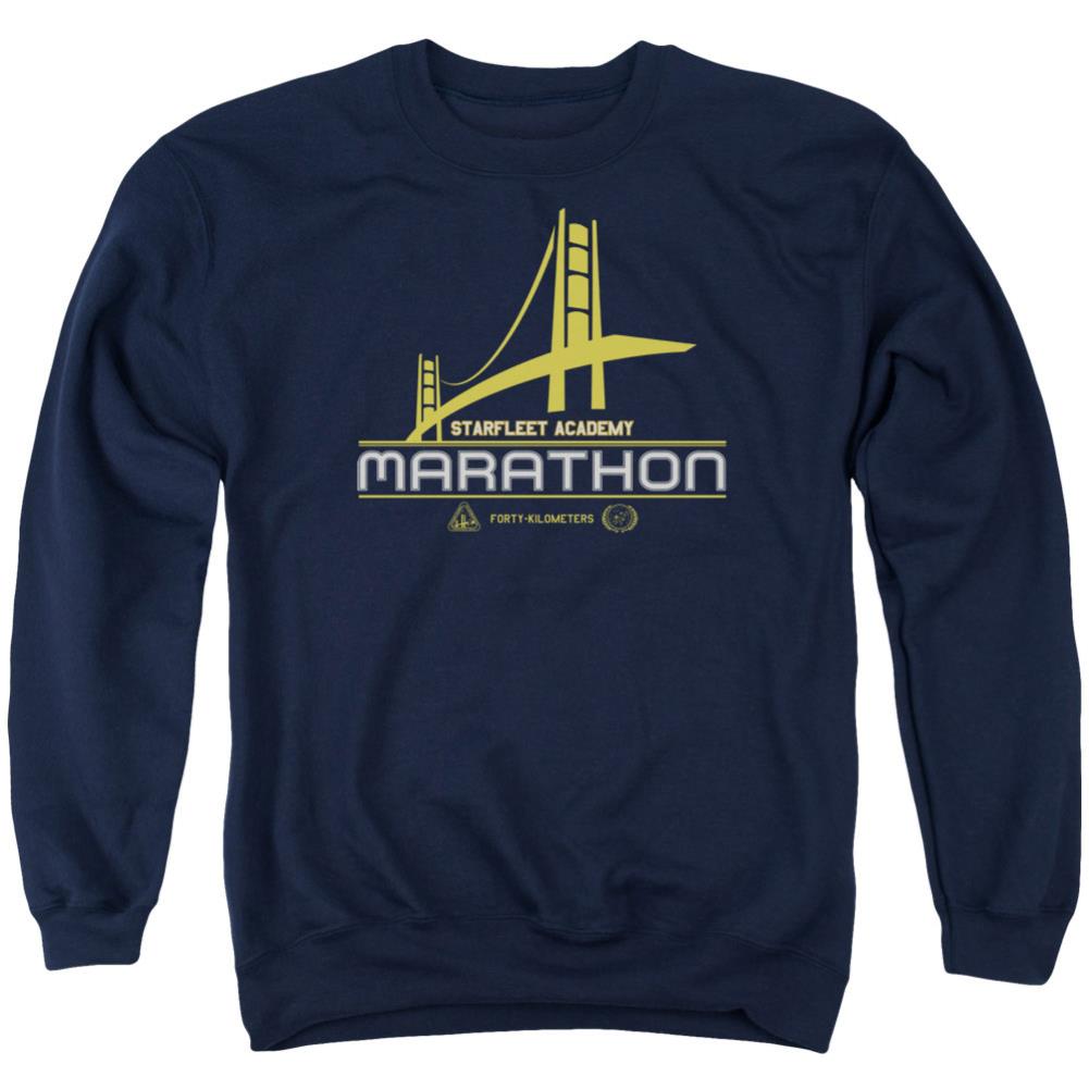 Star Trek Marathon Logo Men's Crewneck 50 50 Poly Long-Sleeve T-Shirt