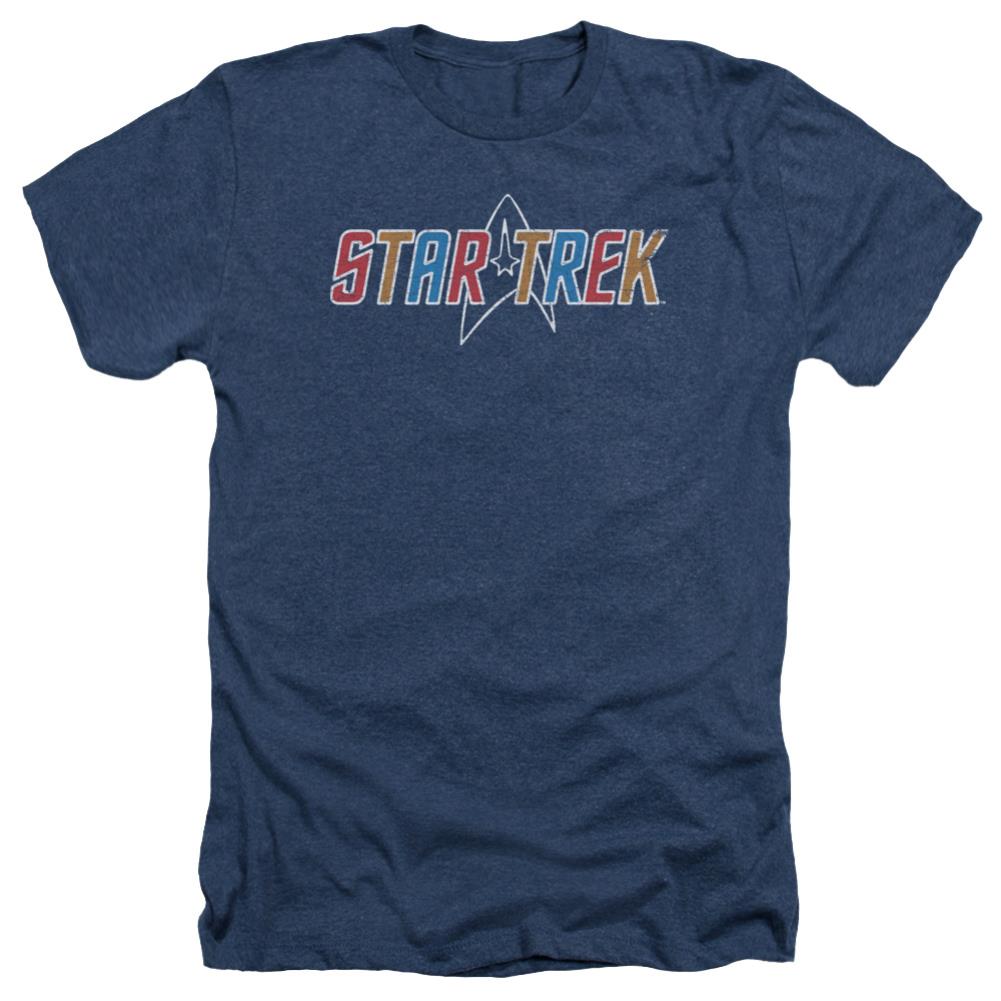 Star Trek Multi Colored Logo Men's 30/1 Heather 60 40 Poly Short-Sleeve T-Shirt