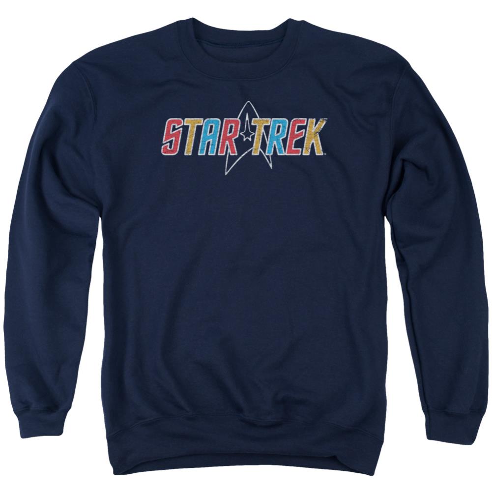 Star Trek Multi Colored Logo Men's Crewneck 50 50 Poly Long-Sleeve T-Shirt