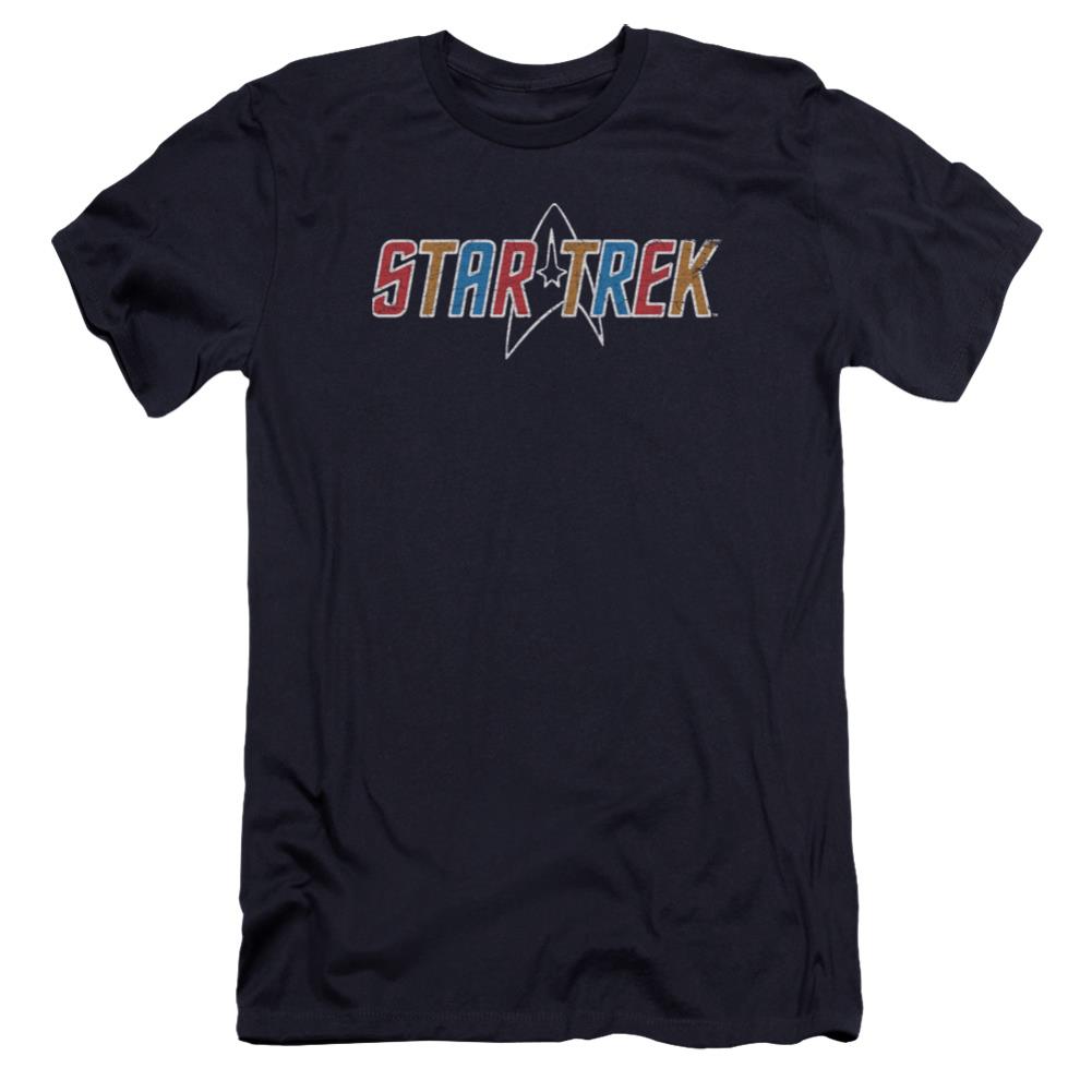 Star Trek Multi Colored Logo Men's Ultra-Soft 30/1 Cotton Slim Short-Sleeve T-Shirt