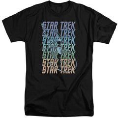 Star Trek Multi Logo Enterprise Men's 18/1 Tall Cotton Short-Sleeve T-Shirt