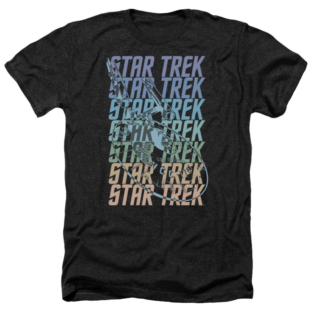 Star Trek Multi Logo Enterprise Men's 30/1 Heather 60 40 Poly Short-Sleeve T-Shirt