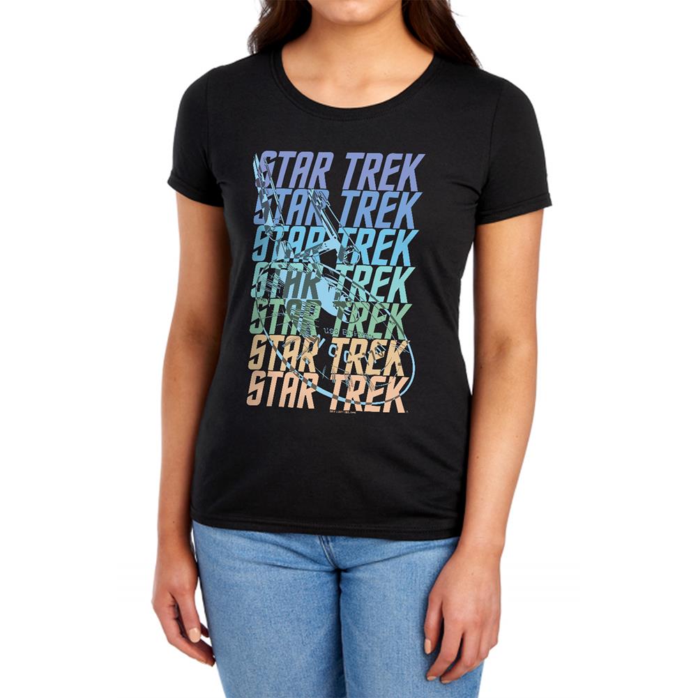 Star Trek Multi Logo Enterprise Women's 18/1 Cotton Short-Sleeve T-Shirt