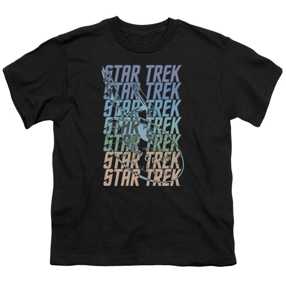 Star Trek Multi Logo Enterprise Youth 18/1 100% Cotton Short-Sleeve T-Shirt