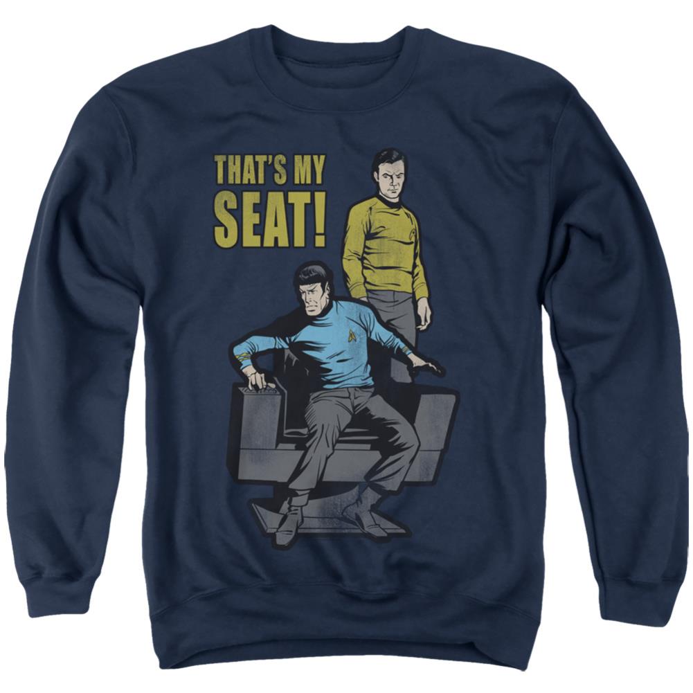 Star Trek My Seat Men's Crewneck 50 50 Poly Long-Sleeve T-Shirt