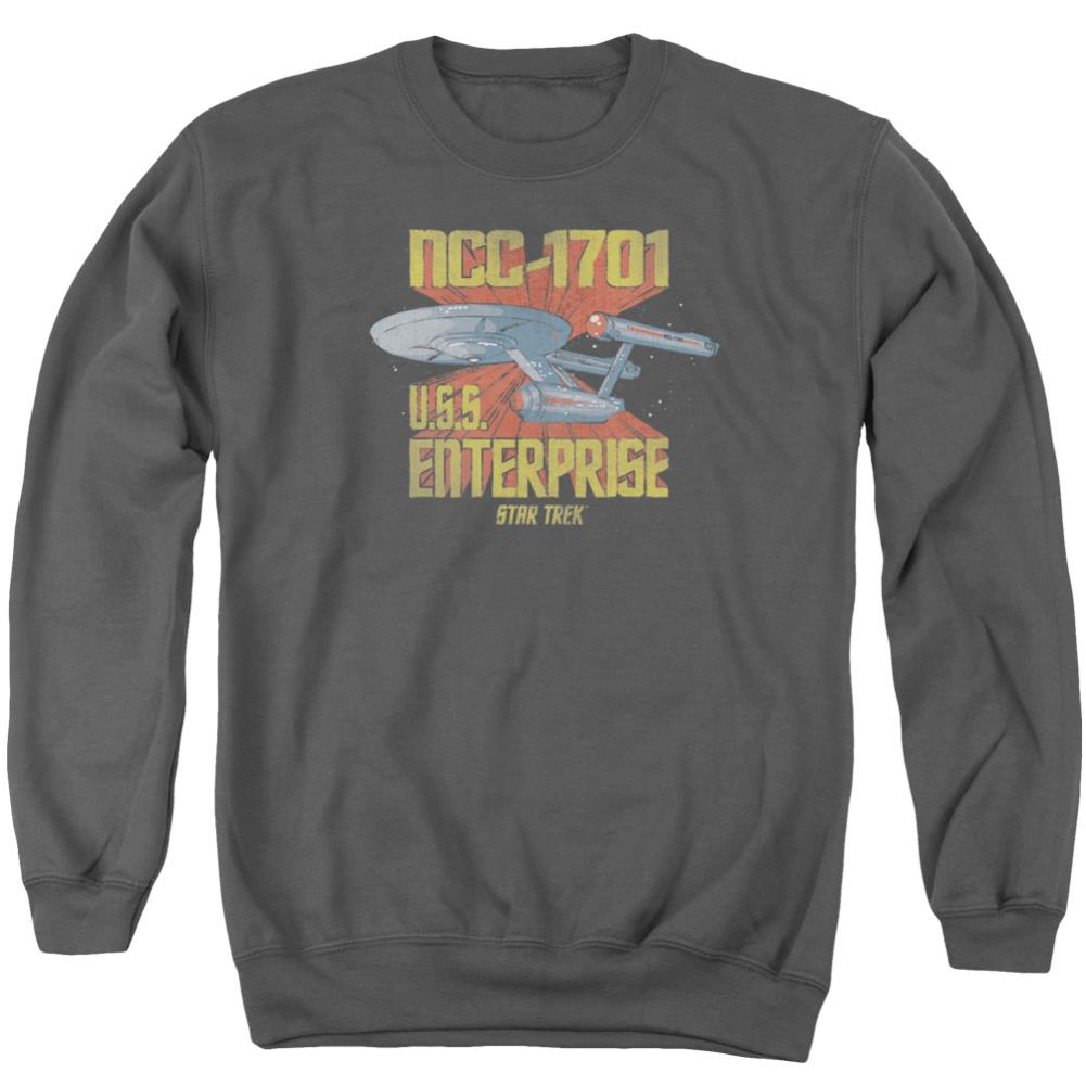 Star Trek NCC-1701 Men's Crewneck 50 50 Poly Long-Sleeve T-Shirt