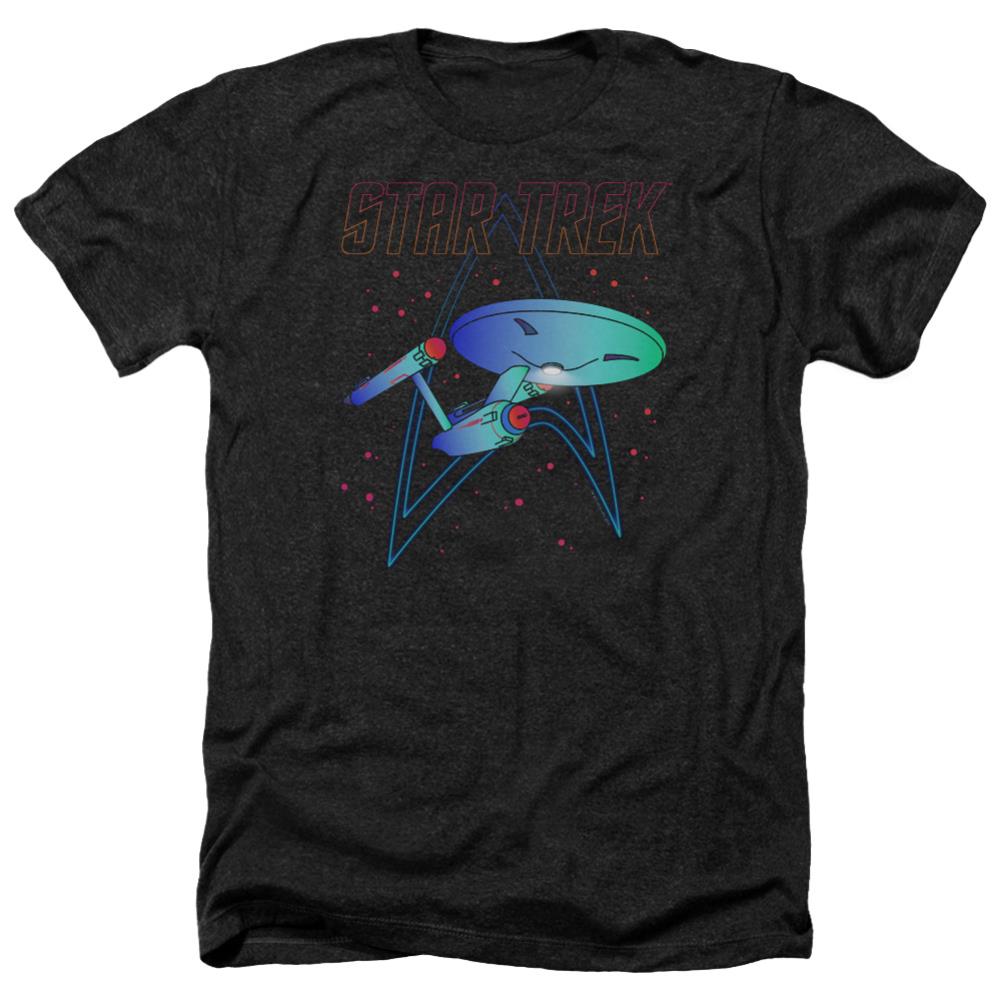 Star Trek Neon Trek Men's 30/1 Heather 60 40 Poly Short-Sleeve T-Shirt