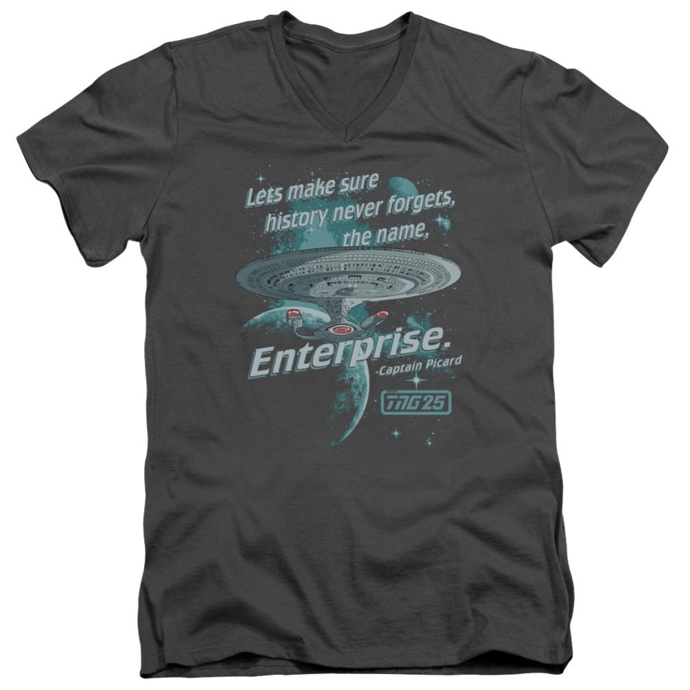 Star Trek Never Forget Men's 30/1 Cotton Slim V-Neck T-Shirt