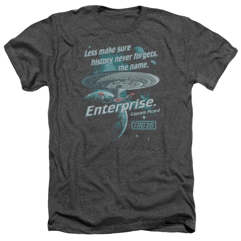 Star Trek Never Forget Men's 30/1 Heather 60 40 Poly Short-Sleeve T-Shirt