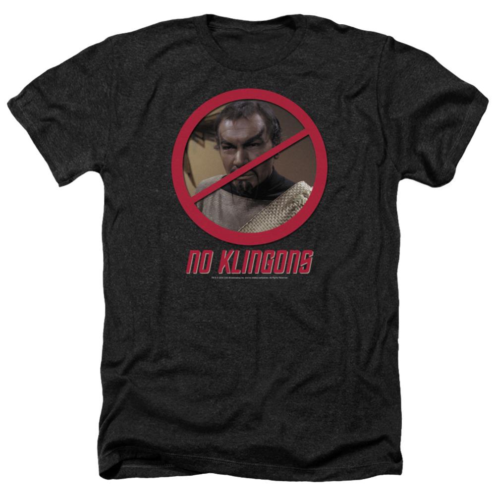 Star Trek No Klingons Men's 30/1 Heather 60 40 Poly Short-Sleeve T-Shirt