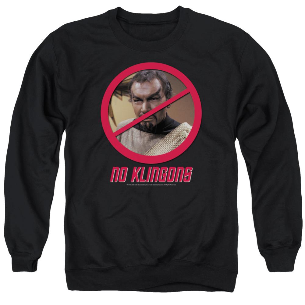 Star Trek No Klingons Men's Crewneck 50 50 Poly Long-Sleeve T-Shirt