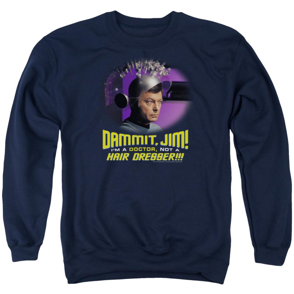 Star Trek Not A Hair Dresser Men's Crewneck 50 50 Poly Long-Sleeve T-Shirt