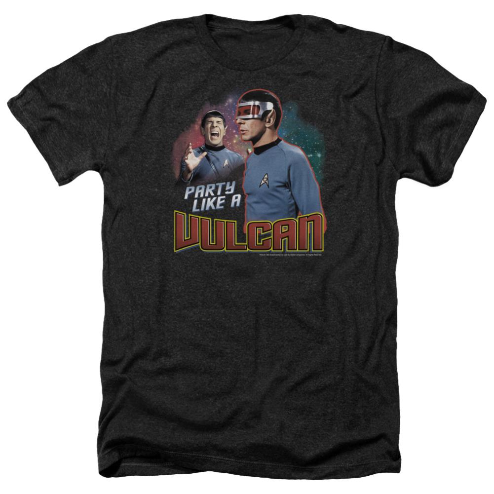 Star Trek Party Like A Vulcan Men's 30/1 Heather 60 40 Poly Short-Sleeve T-Shirt