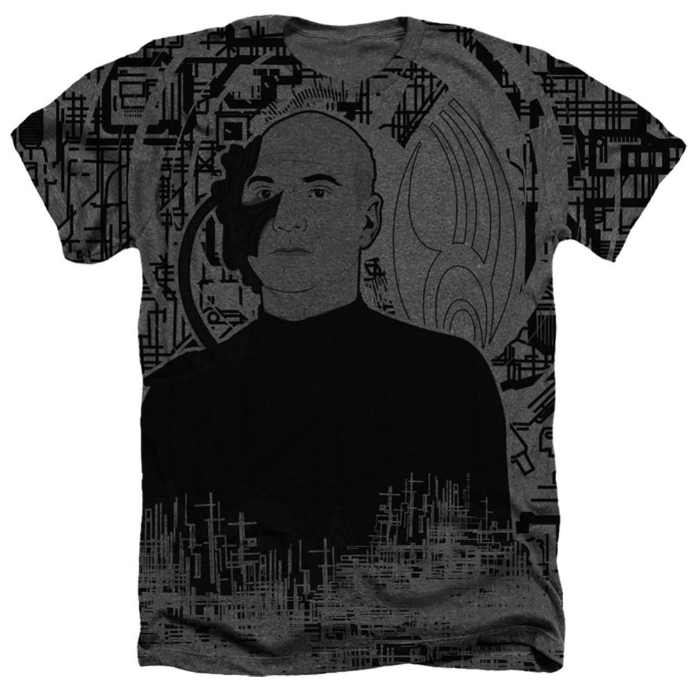 Star Trek Picard Borg Men's 30/1 Cotton Poly SS Heather T