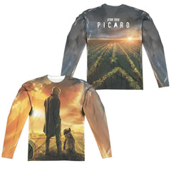 Star Trek Picard Poster (Front/Back Print) Men's Regular Fit Polyester Long-Sleeve T-Shirt