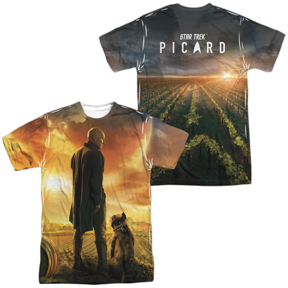 Star Trek Picard Poster (Front/Back Print) Men's Regular Fit Polyester Short-Sleeve T-Shirt