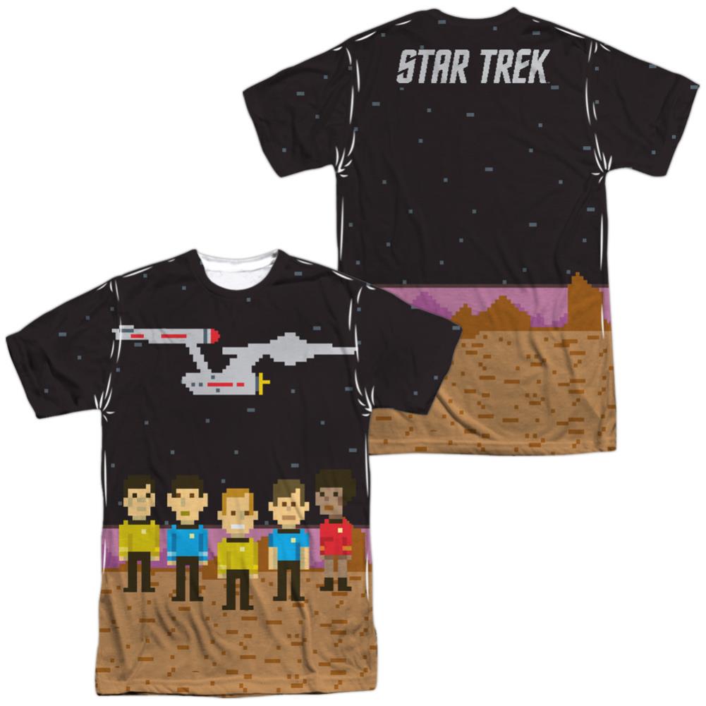Star Trek Pixel Crew (Front/Back Print) Men's Regular Fit Polyester Short-Sleeve T-Shirt