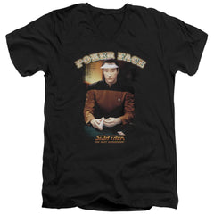 Star Trek Poker Face Men's 30/1 Cotton Slim V-Neck T-Shirt