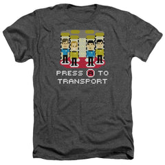 Star Trek Press A To Transport Men's 30/1 Heather 60 40 Poly Short-Sleeve T-Shirt