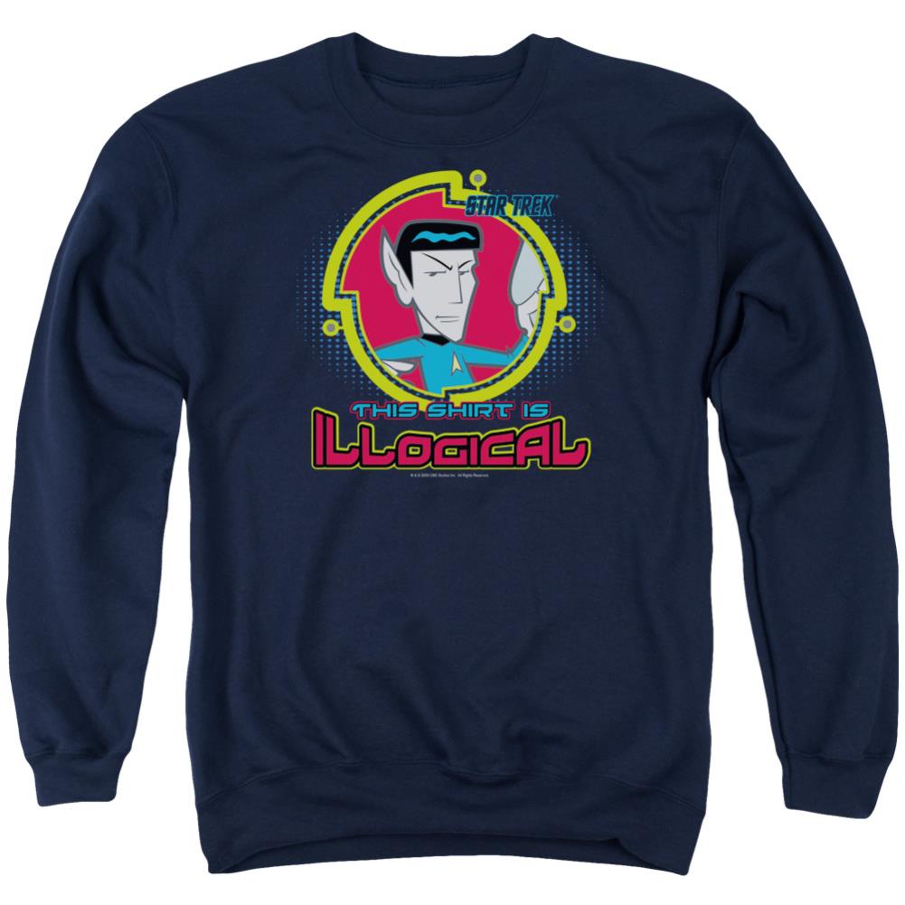 Star Trek Quogs Illogical Men's Crewneck 50 50 Poly Long-Sleeve T-Shirt