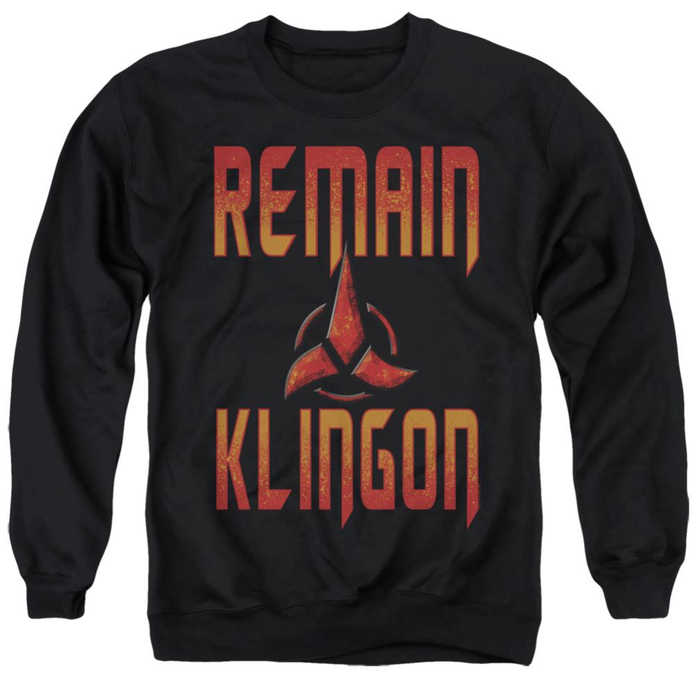 Star Trek Remain Klingon Men's Crewneck 50 50 Poly Long-Sleeve T-Shirt