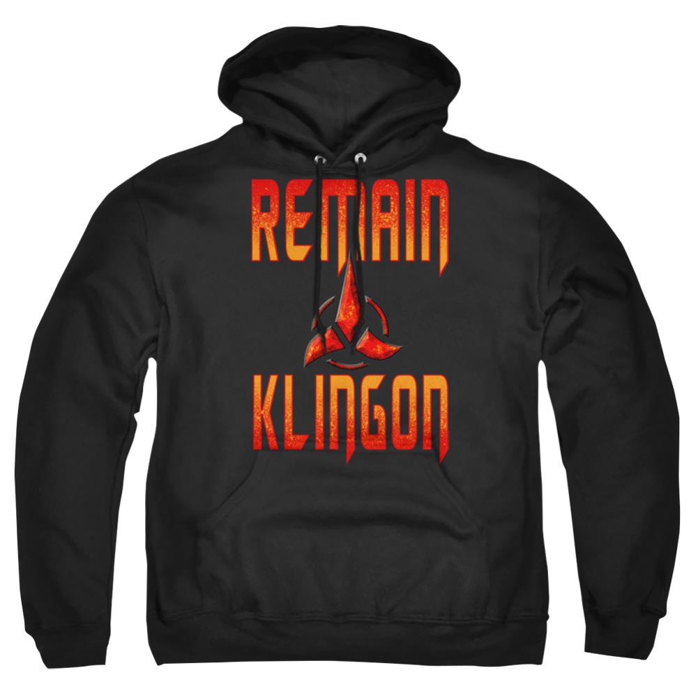 Star Trek Remain Klingon Men's Pull-Over 75 25 Poly Hoodie