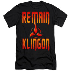 Star Trek Remain Klingon Men's Ultra-Soft 30/1 Cotton Slim Short-Sleeve T-Shirt