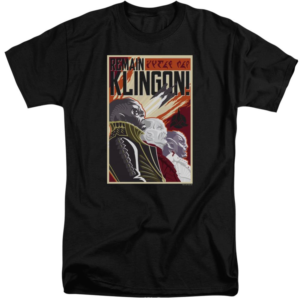 Star Trek Remain Klingson Poster Men's 18/1 Tall Cotton Short-Sleeve T-Shirt